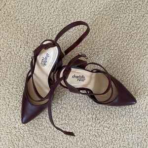 Size 6 Charlottes Russe strappy 3 inch heel wine colored